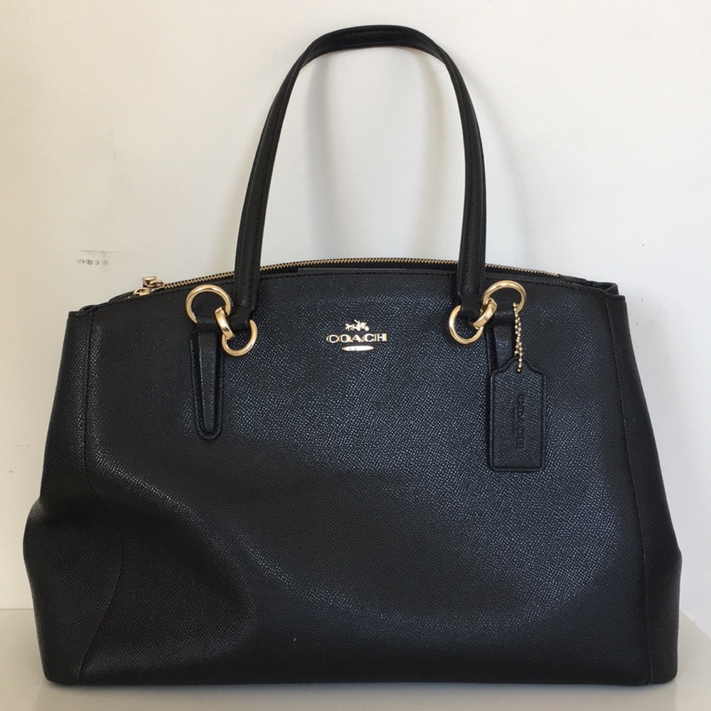Coach Crossgrain Leather Christie Carryall- Black